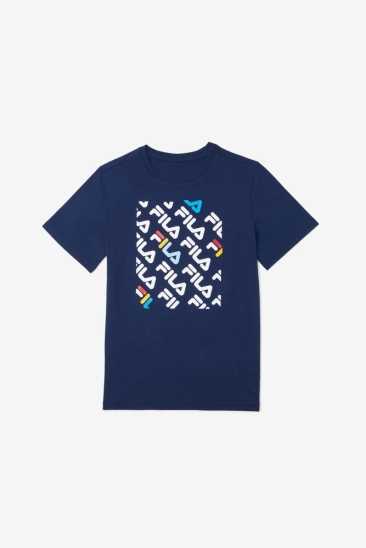 Fila Enfants Camden Printed Tee 412 Navy Fila France CXM-037216